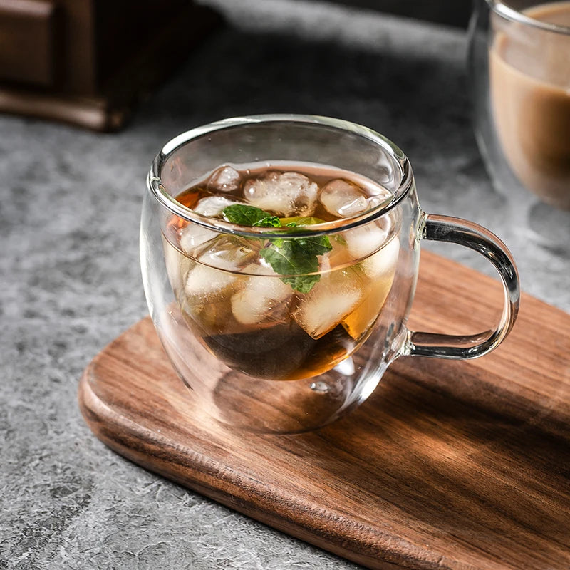 Transparent Double-Walled Glass Cup