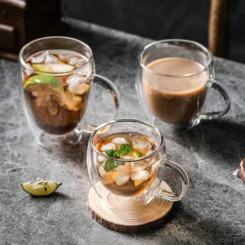 Transparent Double-Walled Glass Cup