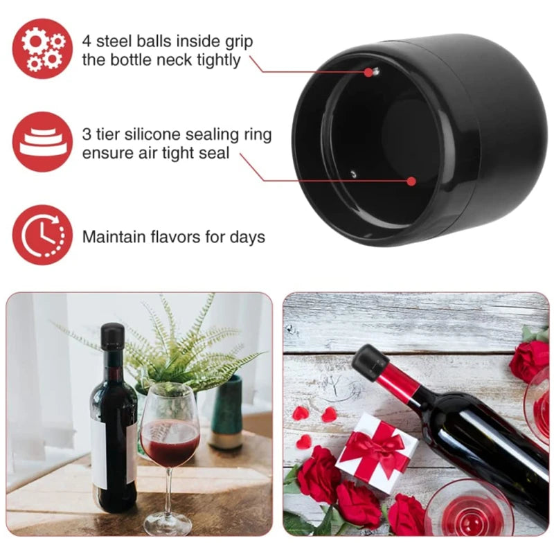 Vacuum Wine and Champagne Bottle Stopper - Silicone Seal