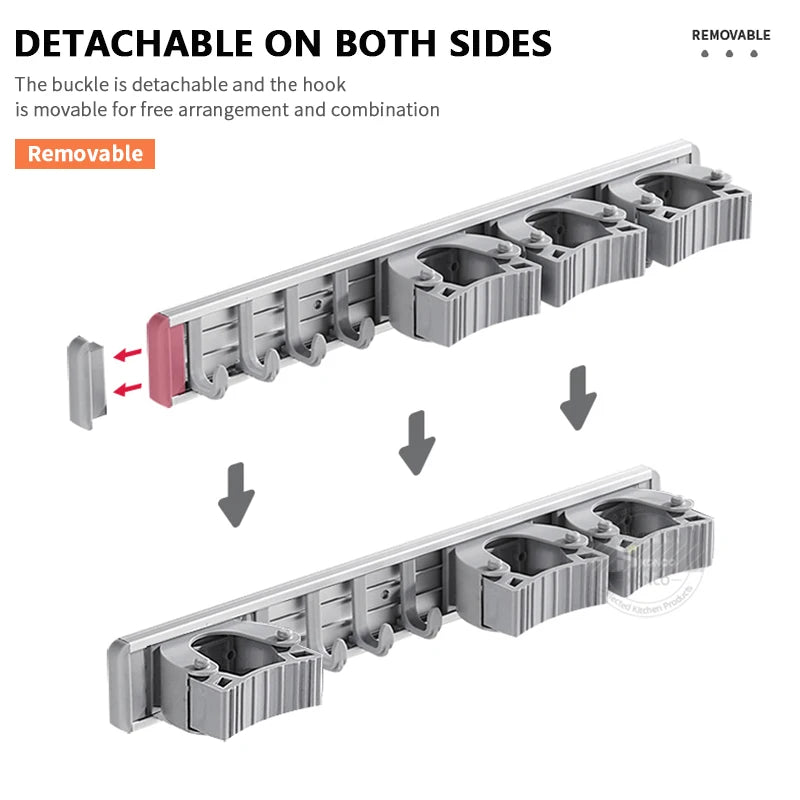 Soporte para escobas de pared con estante