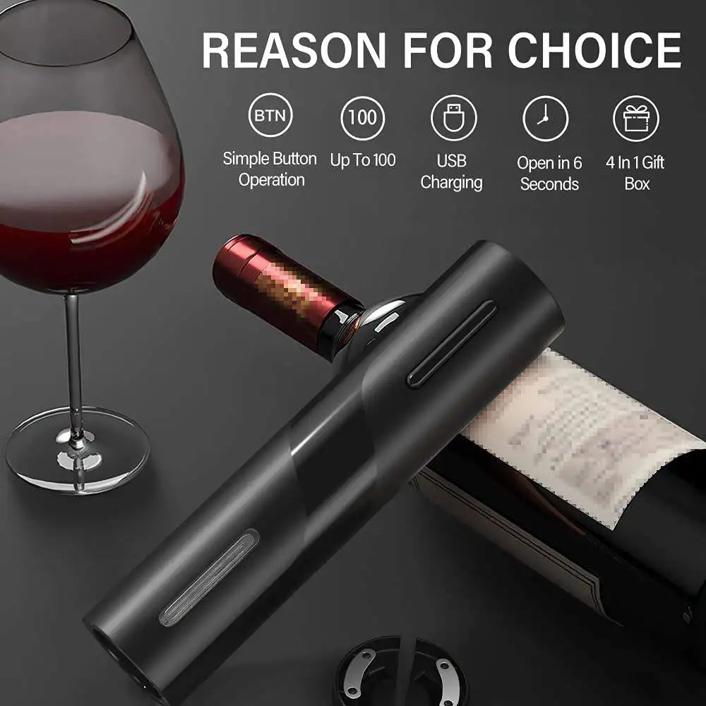 Abridor de vino eléctrico automático con cortador de papel de aluminio