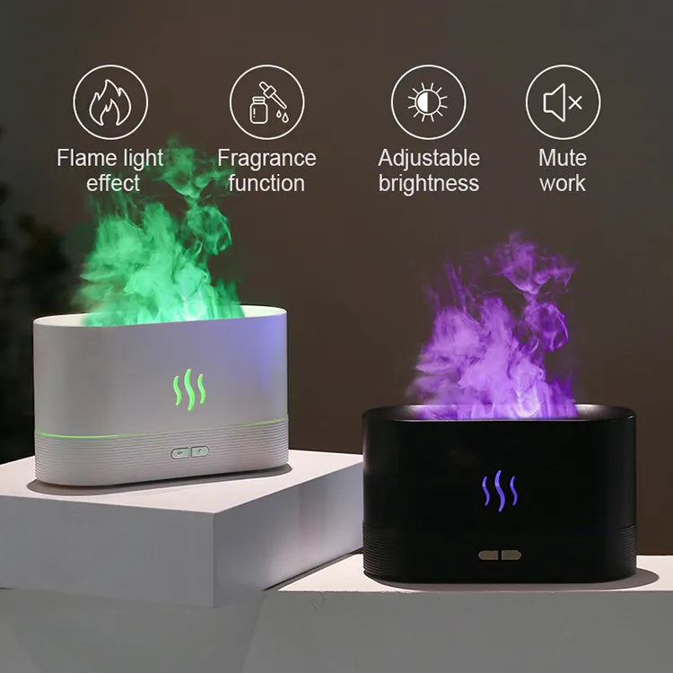 Difusor de aroma y humidificador con lámpara de llama LED