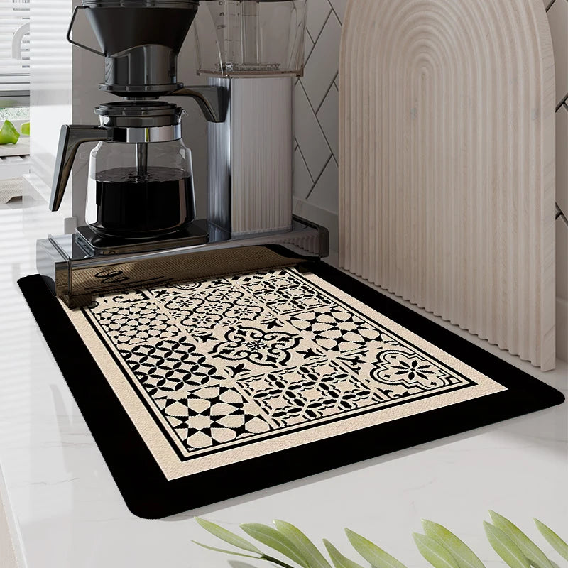 Print Drain Mats - Water Absorbent Kitchen Pad