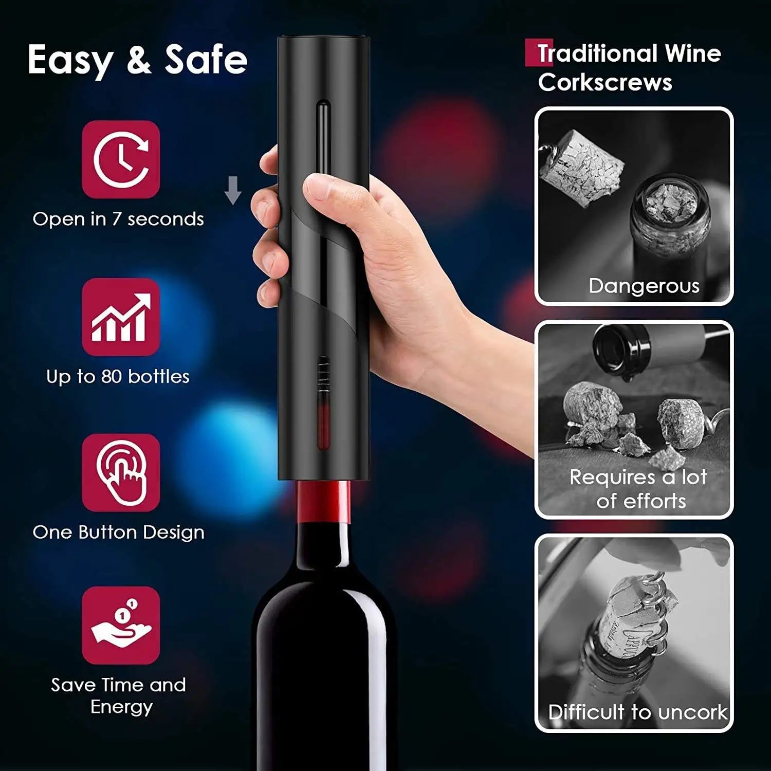 Automatic Electric Wine Opener with Foil Cutter