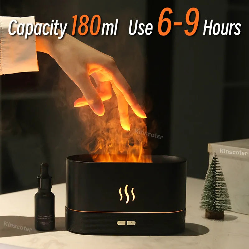 Aroma Diffuser & Humidifier with LED Flame Lamp