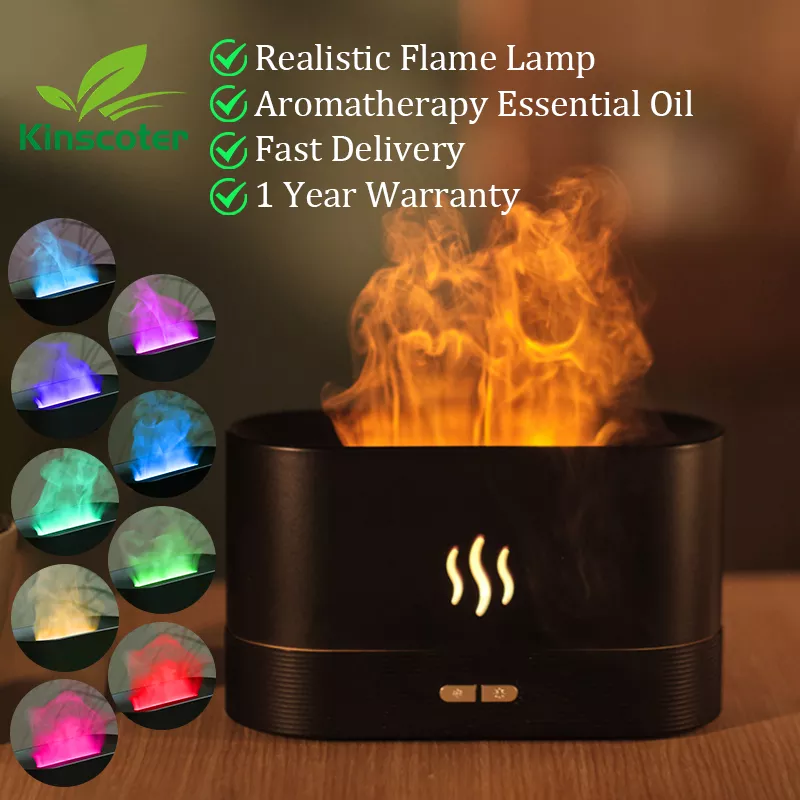 Difusor de aroma y humidificador con lámpara de llama LED